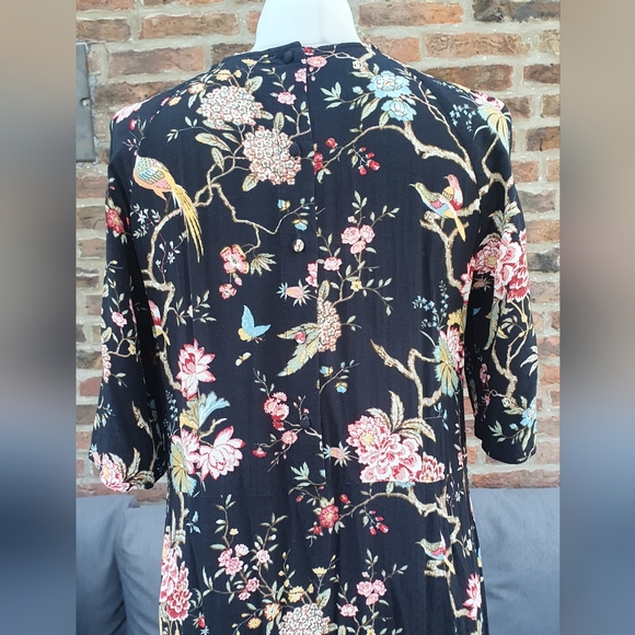 GP & J Baker X H&M Tea Dress Midi Black Flowers Oriental Collab uk10 us6 - Picture 8 of 14